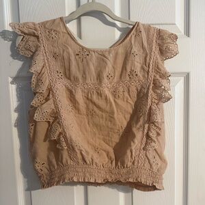 Aerie Eyelet Ruffle Sleeve Top - Size L